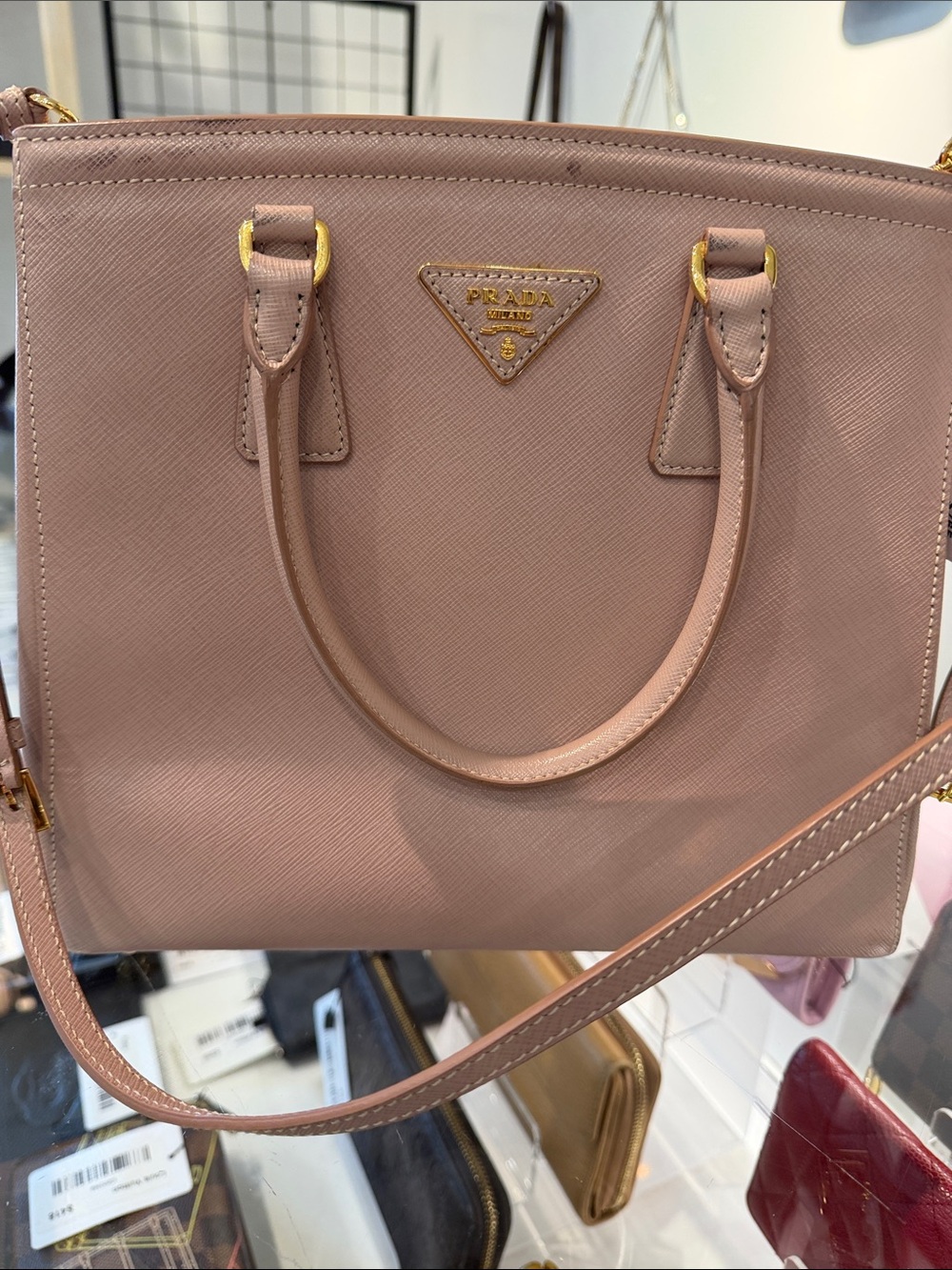 Prada Saffiano Galleria Leather Tote Bag in Dusty Pink